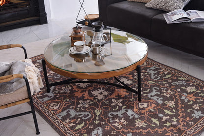 センターテーブル ローテーブル 円形 高級感 ラウンドテーブル テーブル 大きい 天然木 ガラステーブル リビングテーブル リビング モダン シック スチール おしゃれ かっこいい ソファ(代引不可)