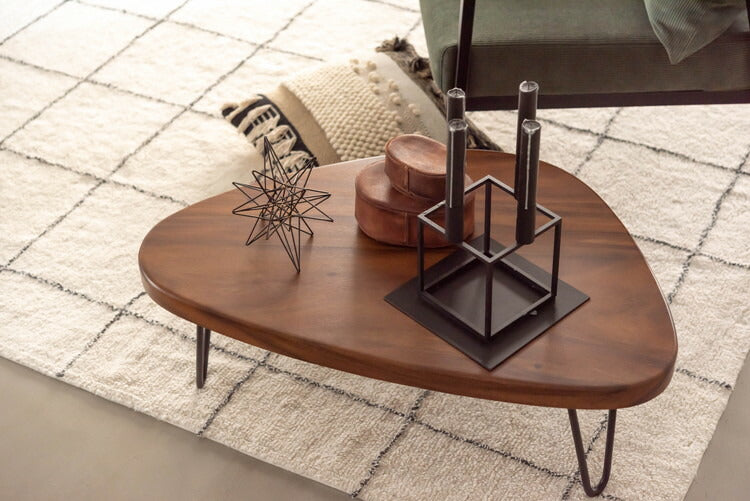 センターテーブル ローテーブル テーブル サイドテーブル ナイトテーブル 北欧 木製 天然木 角丸 スチール ブラウン 幅80cm 高さ30cm シンプル ソファ 座椅子 一人暮らし リビング(代引不可)