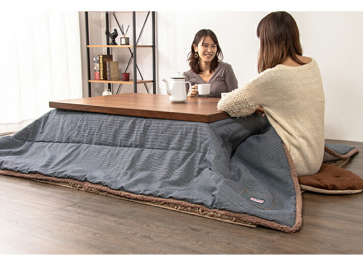 こたつ布団 正方形 ヒッコリーストライプ 190×190cm 薄掛け マイクロファイバー ボア 北欧 おしゃれ あったか 暖かい 省スペース 収納 天板サイズ80×80cm以下 こたつ 掛け布団 ふとん コタツ 炬燵 暖房