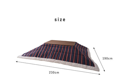 こたつ布団 長方形 薄掛けタイプ 190×230cm ストライプ柄 ボア付き 省スペース こたつ掛け布団 コンパクト 薄掛け ボーダー(代引不可)