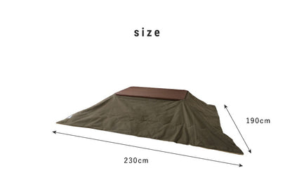 こたつ布団 長方形 薄掛けタイプ 190×230cm 帆布 コットン 撥水加工 裏ボア 省スペース こたつ掛け布団 ヴィンテージ(代引不可)