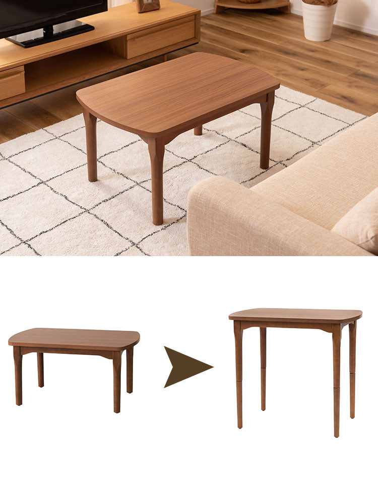 2WAY こたつ コタツ 幅80cm 高さ調節 北欧 モダン テーブル ハイタイプ リビングテーブル 木製 コンパクト 一人暮らし 継脚 新生活 おしゃれ インテリア 家具(代引不可)