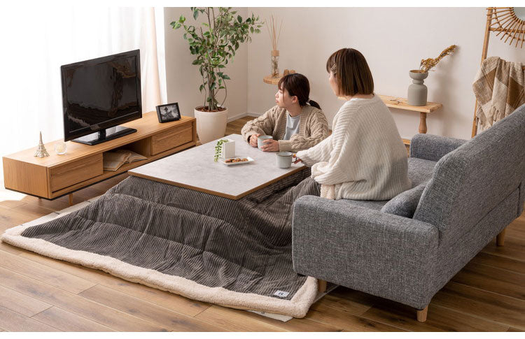 フラットヒーターコタツ こたつ フラットヒーターこたつ テーブル センターテーブル 北欧 おしゃれ 韓国インテリア 大理石調 木製 天然木 フラットヒーター オールシーズン シンプル 継脚 高さ変更(代引不可)