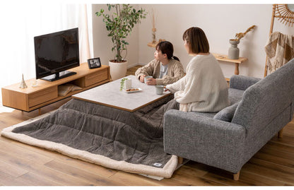 フラットヒーターコタツ こたつ フラットヒーターこたつ テーブル センターテーブル 北欧 おしゃれ 韓国インテリア 大理石調 木製 天然木 フラットヒーター オールシーズン シンプル 継脚 高さ変更(代引不可)