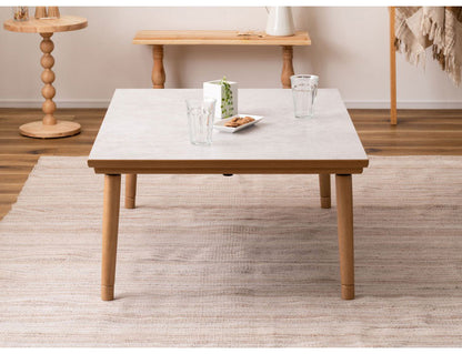 フラットヒーターコタツ こたつ フラットヒーターこたつ テーブル センターテーブル 北欧 おしゃれ 韓国インテリア 大理石調 木製 天然木 フラットヒーター オールシーズン シンプル 継脚 高さ変更(代引不可)