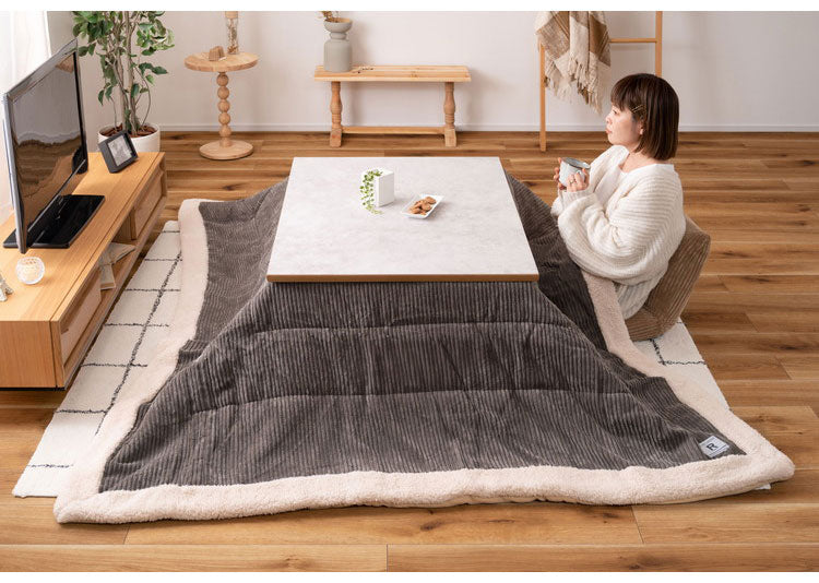 フラットヒーターコタツ こたつ フラットヒーターこたつ テーブル センターテーブル 北欧 おしゃれ 韓国インテリア 大理石調 木製 天然木 フラットヒーター オールシーズン シンプル 継脚 高さ変更(代引不可)