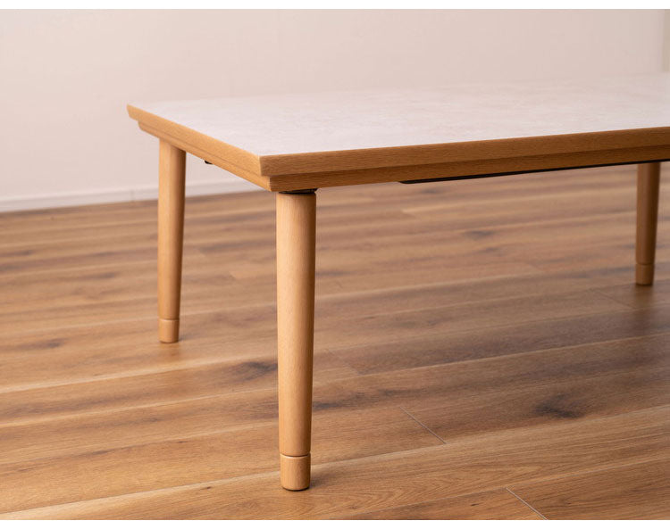 フラットヒーターコタツ こたつ フラットヒーターこたつ テーブル センターテーブル 北欧 おしゃれ 韓国インテリア 大理石調 木製 天然木 フラットヒーター オールシーズン シンプル 継脚 高さ変更(代引不可)