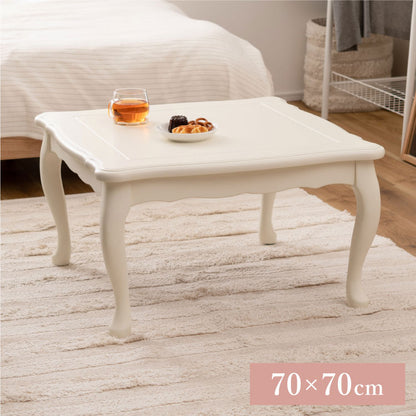 こたつ 石英管ヒーター 幅70cm 正方形 テーブル 猫脚 節電 おしゃれ 白 ホワイト スイッチ シンプル オールシーズン 木製 天然木 やぐら 一人暮らし リビング ソファ 座椅子 女性 コタツ 炬燵(代引不可)