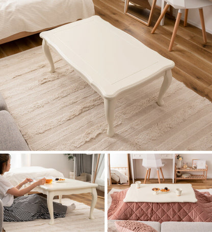 こたつ 石英管ヒーター 幅100cm 長方形 テーブル 猫脚 節電 おしゃれ 白 ホワイト スイッチ シンプル オールシーズン 木製 天然木 やぐら 一人暮らし リビング ソファ 座椅子 女性 炬燵 コタツ(代引不可)