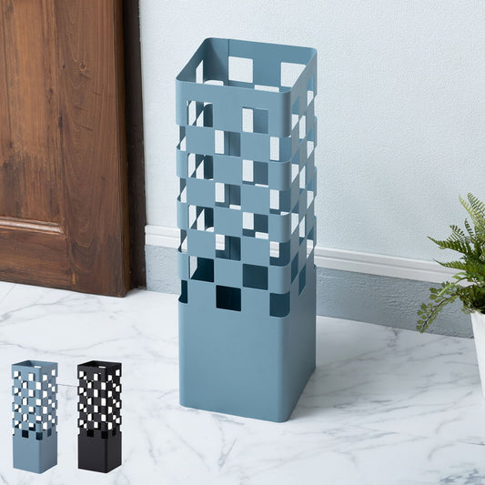 傘立て 傘立て シンプル アンブレラスタンド 傘入れ 玄関 かさ 収納 スチール 四角 長方形 コンパクト スリム ブルーグレー チェック スッキリ おしゃれ インテリア 北欧 新生活 省スペース(代引不可)