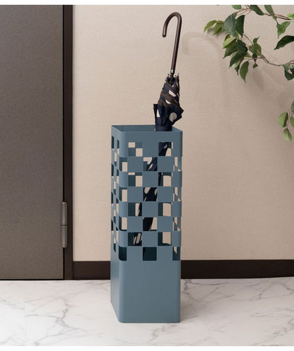 傘立て 傘立て シンプル アンブレラスタンド 傘入れ 玄関 かさ 収納 スチール 四角 長方形 コンパクト スリム ブルーグレー チェック スッキリ おしゃれ インテリア 北欧 新生活 省スペース(代引不可)