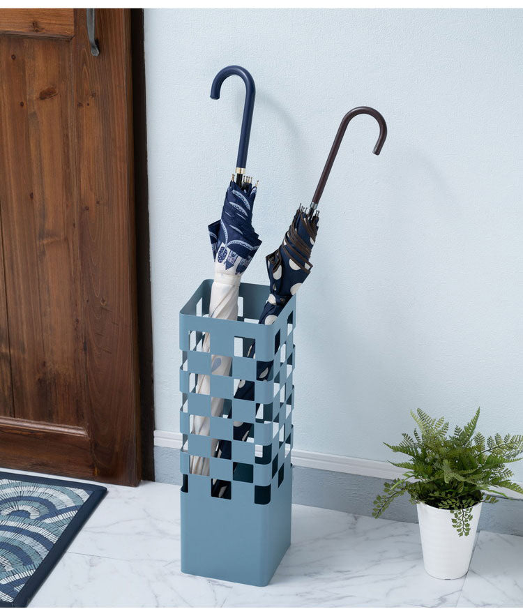 傘立て 傘立て シンプル アンブレラスタンド 傘入れ 玄関 かさ 収納 スチール 四角 長方形 コンパクト スリム ブルーグレー チェック スッキリ おしゃれ インテリア 北欧 新生活 省スペース(代引不可)