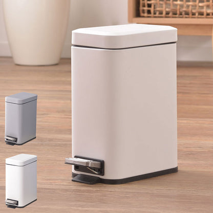 ゴミ箱 ごみ箱 くず入れ ダストボックス トラッシュカン 5L 蓋付き ペダル式 キッチン ポリプロピレン スチール シンプル 小さい コンパクト グレー ホワイト おしゃれ(代引不可)