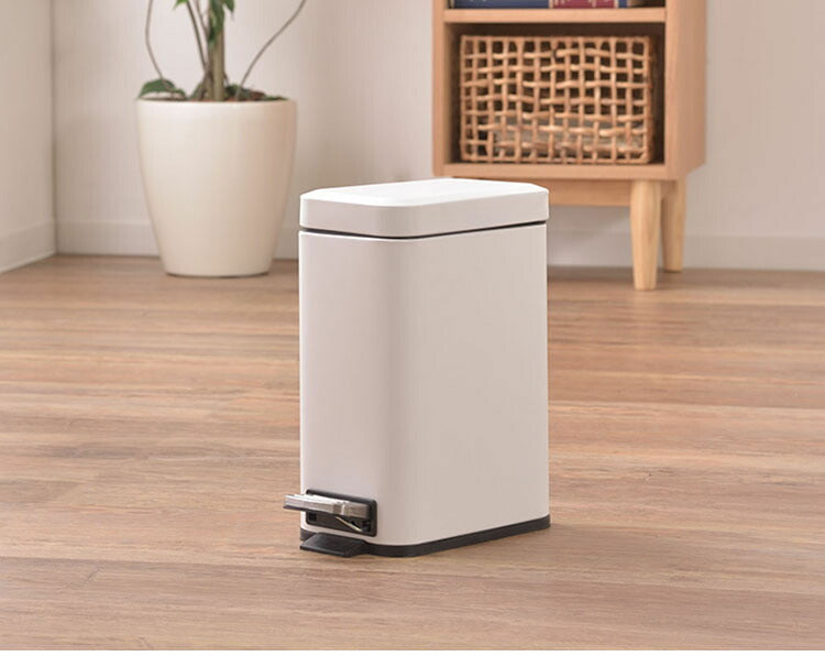 ゴミ箱 ごみ箱 くず入れ ダストボックス トラッシュカン 5L 蓋付き ペダル式 キッチン ポリプロピレン スチール シンプル 小さい コンパクト グレー ホワイト おしゃれ(代引不可)