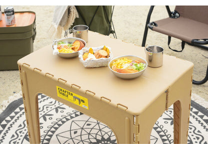 クラフターテーブル 机 折りたたみテーブル フォールディングテーブル スクエア 四角 アウトドア 屋外 野外 キャンプ BBQ ポリプロピレン 持ち運び コンパクト サンドベージュ グリーン カーキ(代引不可)