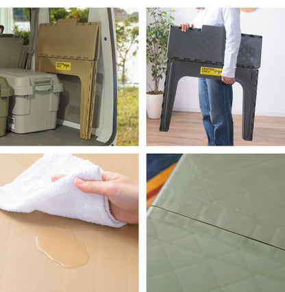 クラフターテーブル 机 折りたたみテーブル フォールディングテーブル スクエア 四角 アウトドア 屋外 野外 キャンプ BBQ ポリプロピレン 持ち運び コンパクト サンドベージュ グリーン カーキ(代引不可)