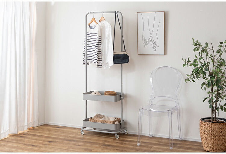 ハンガーワゴン LFS-52 東谷 ハンガーラック コートハンガー ワゴン ハンガー コート掛け 衣類収納 収納家具 洋服掛け ポールハンガー スチール キャスター付き ストッパー付き 高さ調整可能(代引不可)
