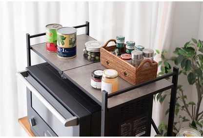 石目調フォールディングレンジラック LFS-53 東谷 フォールディングレンジラック レンジ台 2段 折りたたみ キッチンラック シェルフ 棚 オープンラック レンジラック オーブンラック 本棚(代引不可)