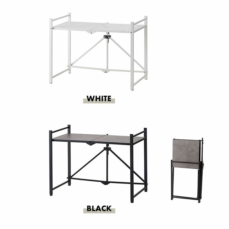 石目調フォールディングレンジラック LFS-53 東谷 フォールディングレンジラック レンジ台 2段 折りたたみ キッチンラック シェルフ 棚 オープンラック レンジラック オーブンラック 本棚(代引不可)