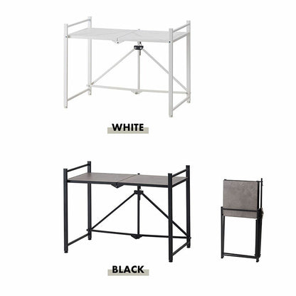 石目調フォールディングレンジラック LFS-53 東谷 フォールディングレンジラック レンジ台 2段 折りたたみ キッチンラック シェルフ 棚 オープンラック レンジラック オーブンラック 本棚(代引不可)