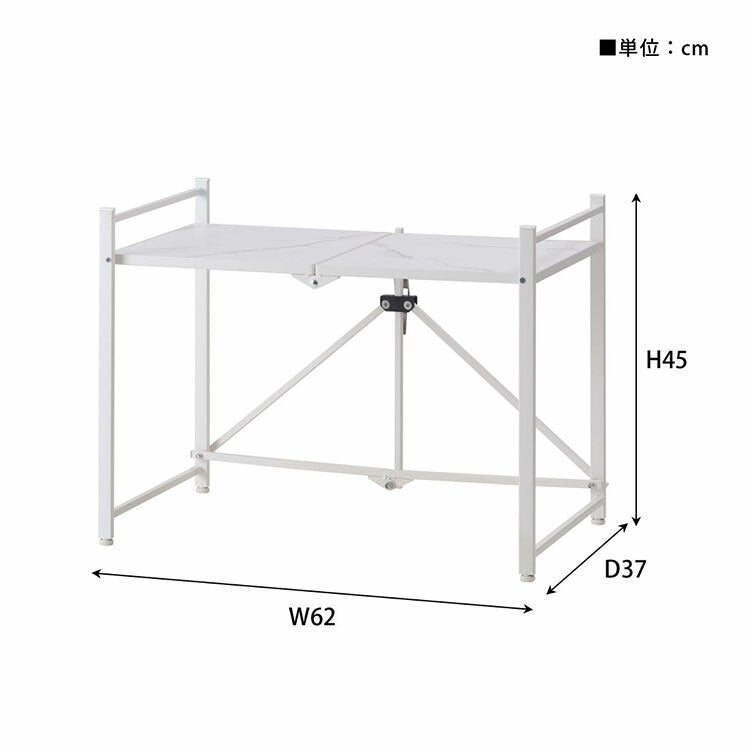 石目調フォールディングレンジラック LFS-53 東谷 フォールディングレンジラック レンジ台 2段 折りたたみ キッチンラック シェルフ 棚 オープンラック レンジラック オーブンラック 本棚(代引不可)