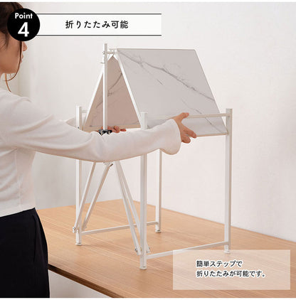 石目調フォールディングレンジラック LFS-53 東谷 フォールディングレンジラック レンジ台 2段 折りたたみ キッチンラック シェルフ 棚 オープンラック レンジラック オーブンラック 本棚(代引不可)