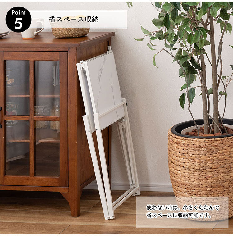 石目調フォールディングレンジラック LFS-53 東谷 フォールディングレンジラック レンジ台 2段 折りたたみ キッチンラック シェルフ 棚 オープンラック レンジラック オーブンラック 本棚(代引不可)