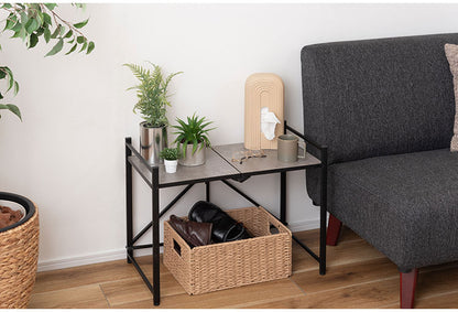 石目調フォールディングレンジラック LFS-53 東谷 フォールディングレンジラック レンジ台 2段 折りたたみ キッチンラック シェルフ 棚 オープンラック レンジラック オーブンラック 本棚(代引不可)