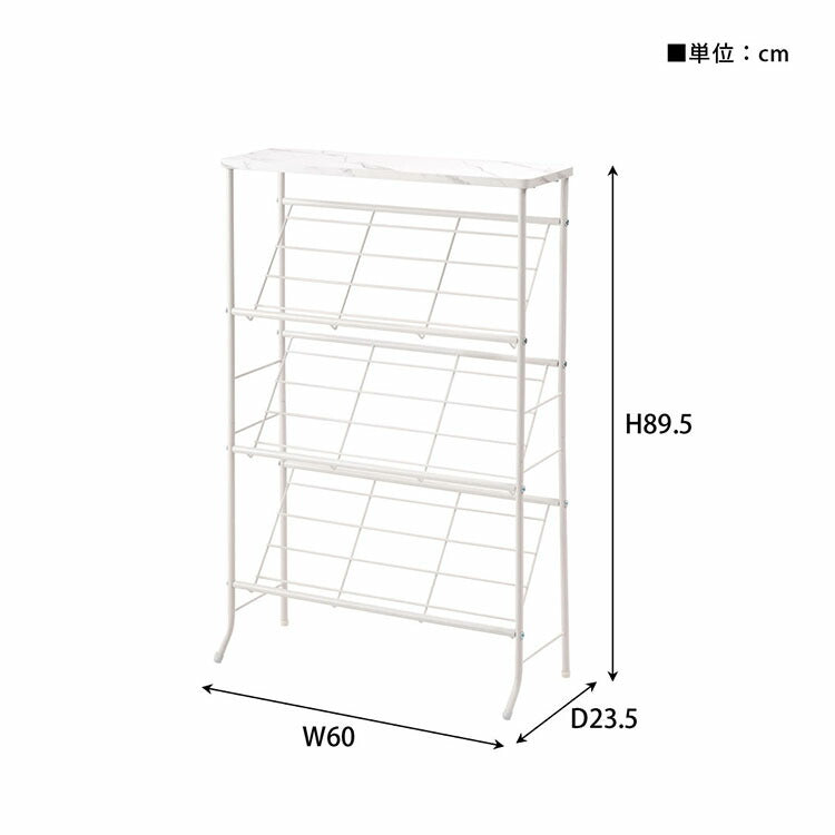 石目調シューズ・ディスプレイラック LFS-55 東谷 シューズラック 3段 幅60cm 靴箱 棚 ディスプレイラック オープンラック オープンシェルフ マガジンラック スチールラック 下駄箱 靴箱 玄関収納(代引不可)
