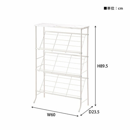 石目調シューズ・ディスプレイラック LFS-55 東谷 シューズラック 3段 幅60cm 靴箱 棚 ディスプレイラック オープンラック オープンシェルフ マガジンラック スチールラック 下駄箱 靴箱 玄関収納(代引不可)