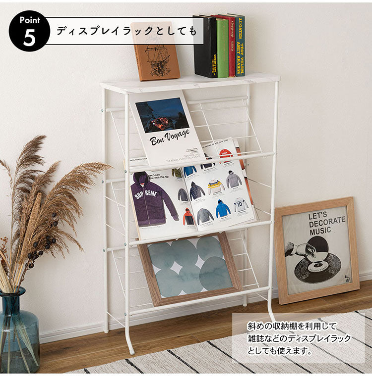 石目調シューズ・ディスプレイラック LFS-55 東谷 シューズラック 3段 幅60cm 靴箱 棚 ディスプレイラック オープンラック オープンシェルフ マガジンラック スチールラック 下駄箱 靴箱 玄関収納(代引不可)