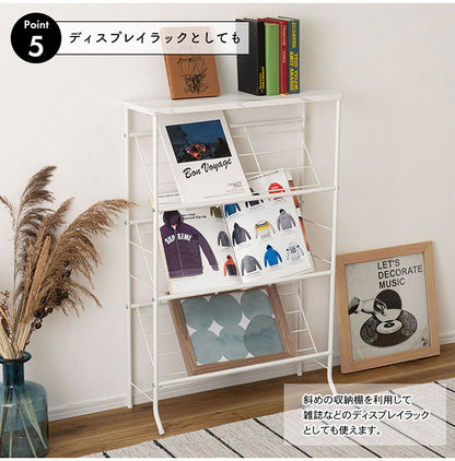 石目調シューズ・ディスプレイラック LFS-55 東谷 シューズラック 3段 幅60cm 靴箱 棚 ディスプレイラック オープンラック オープンシェルフ マガジンラック スチールラック 下駄箱 靴箱 玄関収納(代引不可)