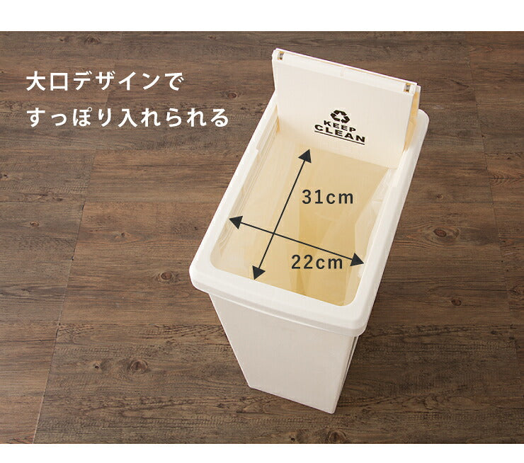スライドペール 45L ふた付き 幅27cm 45リットル ごみ箱 ダストボックス キッチン スリム コンパクト プラスチック 角型 縦型(代引不可)