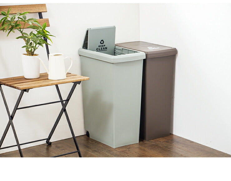 スライドペール 45L ふた付き 幅27cm 45リットル ごみ箱 ダストボックス キッチン スリム コンパクト プラスチック 角型 縦型(代引不可)