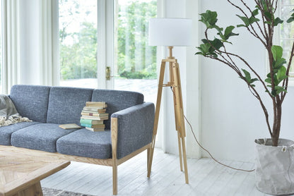 スタンドライト 天然木 ラッカー塗装 アルミ 布 スタンドライト フロアライト 床置き照明 床置きライト デザイン照明 エジソン球 レトロ アンティーク(代引不可)