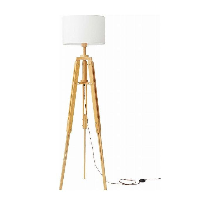 スタンドライト 天然木 ラッカー塗装 アルミ 布 スタンドライト フロアライト 床置き照明 床置きライト デザイン照明 エジソン球 レトロ アンティーク(代引不可)