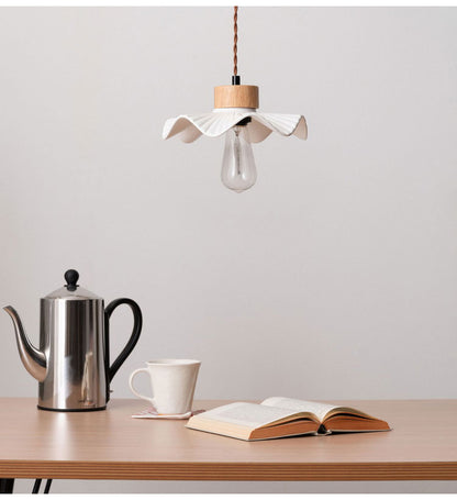 ライト 照明 ライト LED対応 天然木 陶器 吊り下げ式 ペンダントライト リビング キッチン おしゃれ レトロ ダイニング 寝室 カフェ 天井照明 ホワイト 白 シンプル 長さ調節(代引不可)