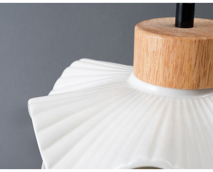 ライト 照明 ライト LED対応 天然木 陶器 吊り下げ式 ペンダントライト リビング キッチン おしゃれ レトロ ダイニング 寝室 カフェ 天井照明 ホワイト 白 シンプル 長さ調節(代引不可)