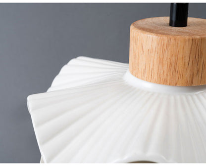 ライト 照明 ライト LED対応 天然木 陶器 吊り下げ式 ペンダントライト リビング キッチン おしゃれ レトロ ダイニング 寝室 カフェ 天井照明 ホワイト 白 シンプル 長さ調節(代引不可)