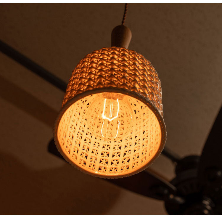 ライト 照明 ライト LED対応 天然木 陶器 吊り下げ式 ペンダントライト リビング キッチン おしゃれ レトロ ダイニング 寝室 カフェ 天井照明 ホワイト 白 シンプル 長さ調節(代引不可)