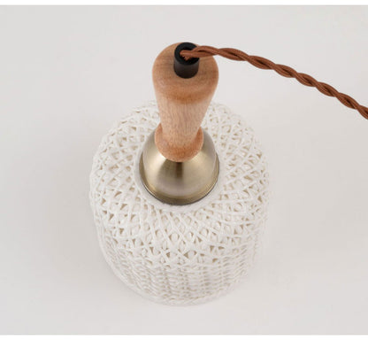 ライト 照明 ライト LED対応 天然木 陶器 吊り下げ式 ペンダントライト リビング キッチン おしゃれ レトロ ダイニング 寝室 カフェ 天井照明 ホワイト 白 シンプル 長さ調節(代引不可)