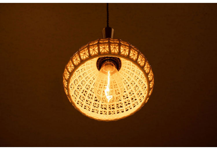 ライト 照明 ライト LED対応 天然木 陶器 吊り下げ式 ペンダントライト リビング キッチン おしゃれ レトロ ダイニング 寝室 カフェ 天井照明 ホワイト 白 シンプル 長さ調節(代引不可)