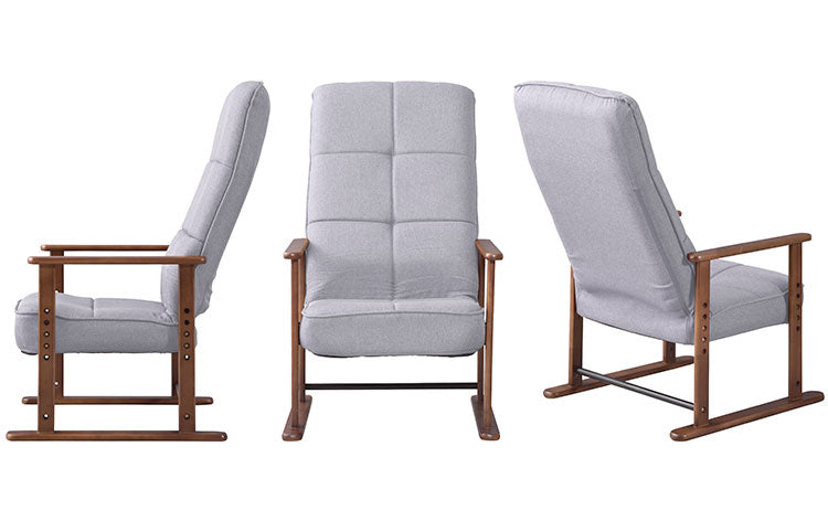 高座椅子 座いす チェア チェアー イス 椅子 脚付き リクライニング ハイバック 高齢者 おしゃれ 高さ調節 アーム付き 肘付き 木製 ファブリック 和風 和室 一人用 コンパクト グレー ブラウン 新生活(代引不可)