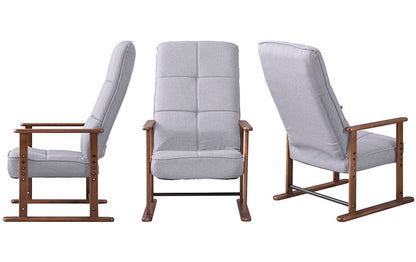 高座椅子 座いす チェア チェアー イス 椅子 脚付き リクライニング ハイバック 高齢者 おしゃれ 高さ調節 アーム付き 肘付き 木製 ファブリック 和風 和室 一人用 コンパクト グレー ブラウン 新生活(代引不可)