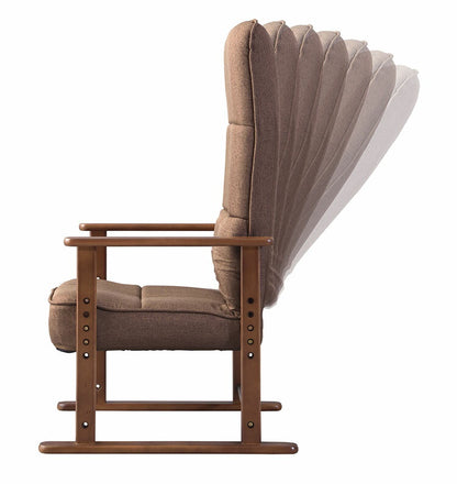 高座椅子 座いす チェア チェアー イス 椅子 脚付き リクライニング ハイバック 高齢者 おしゃれ 高さ調節 アーム付き 肘付き 木製 ファブリック 和風 和室 一人用 コンパクト グレー ブラウン 新生活(代引不可)