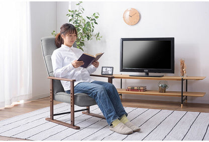 高座椅子 座いす チェア チェアー イス 椅子 脚付き リクライニング ハイバック 高齢者 おしゃれ 高さ調節 アーム付き 肘付き 木製 ファブリック 和風 和室 一人用 コンパクト グレー ブラウン 新生活(代引不可)