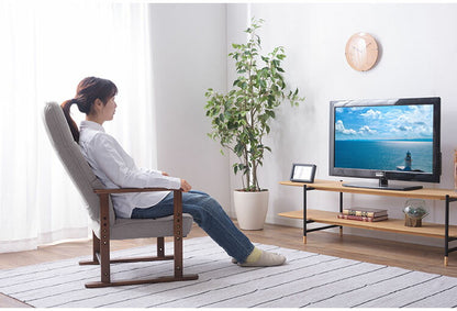 高座椅子 座いす チェア チェアー イス 椅子 脚付き リクライニング ハイバック 高齢者 おしゃれ 高さ調節 アーム付き 肘付き 木製 ファブリック 和風 和室 一人用 コンパクト グレー ブラウン 新生活(代引不可)