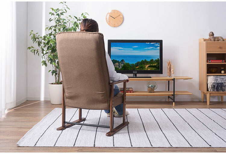 高座椅子 座いす チェア チェアー イス 椅子 脚付き リクライニング ハイバック 高齢者 おしゃれ 高さ調節 アーム付き 肘付き 木製 ファブリック 和風 和室 一人用 コンパクト グレー ブラウン 新生活(代引不可)