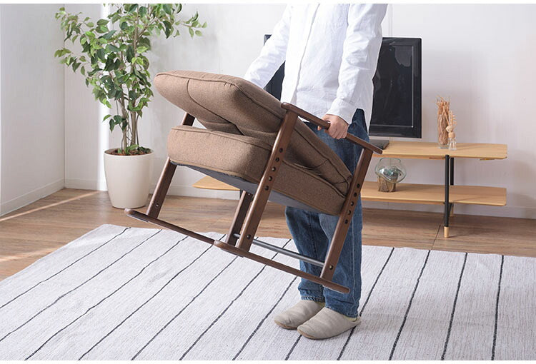 高座椅子 座いす チェア チェアー イス 椅子 脚付き リクライニング ハイバック 高齢者 おしゃれ 高さ調節 アーム付き 肘付き 木製 ファブリック 和風 和室 一人用 コンパクト グレー ブラウン 新生活(代引不可)