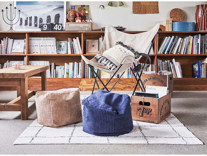 クッション ビーズクッション ミニビーズクッション コーデュロイ キューブ型 四角 カバーロング ダブルファスナー マイクロビーズ 持ち運び 軽い コンパクト シンプル ナチュラル(代引不可)